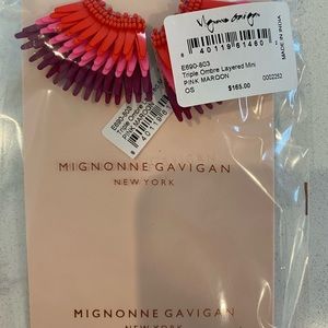 Mignonne Gavigan Triple Ombré Layered Mini Pink Maroon earrings. NIB